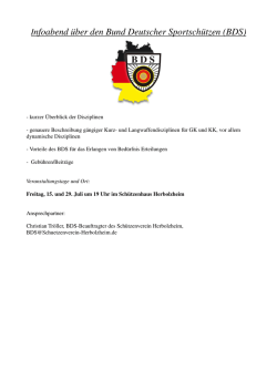 Infoabend &uuml;ber den Bund Deutscher Sportsch&uuml;tzen (BDS)