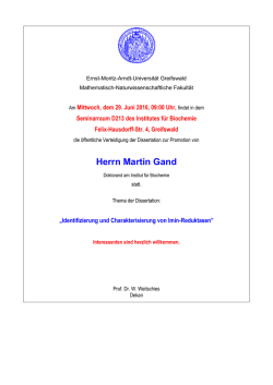 Herrn Martin Gand - Mathematisch-Naturwissenschaftliche Fakult&auml;t