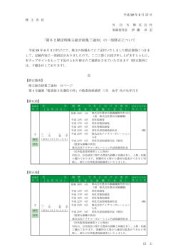 「第62期定時株主総会招集ご通知」の一部修正について