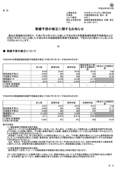 業績予想の修正に関するお知らせ
