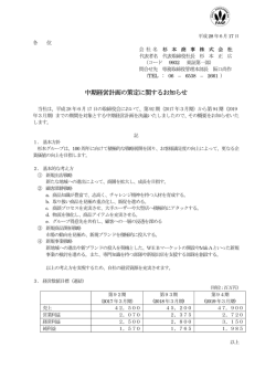 中期経営計画の策定に関するお知らせ
