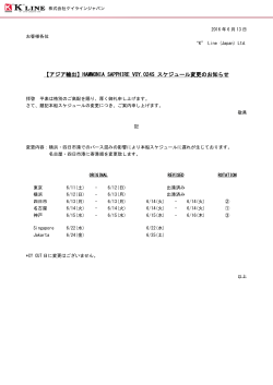 HAMMONIA SAPPHIRE VOY.024S スケジュール変更の