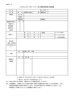 プロジェクトマネージャー及び業務従事者の経歴書