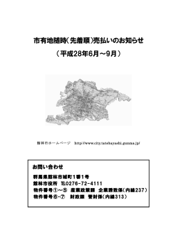 市有地随時（先着順）売払いのお知らせ