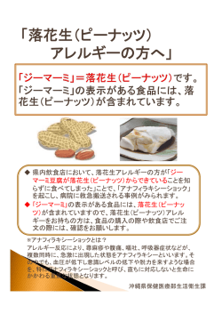 落花生アレルギーの方へ（PDF：129KB）