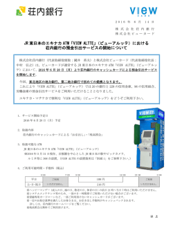 （ビューアルッテ）における荘内銀行の預金引出サービスの