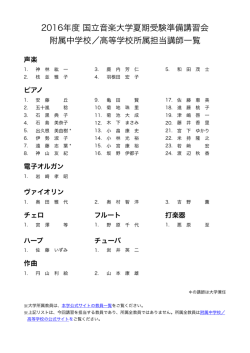 2016年度 国立音楽大学夏期受験準備講習会 附属中学校／高等学校