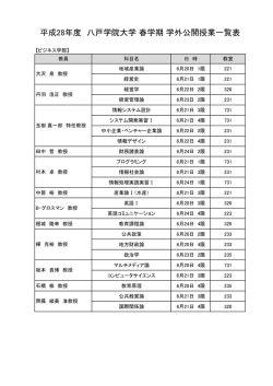 平成28年度 八戸学院大学 春学期 学外公開授業一覧表