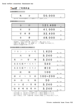リ ネ ン シ ー ツ 代 洗 濯 生活支援サービス1 生活支援サービス2 薬 の