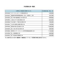 予定価格公表一覧表