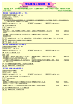 学術講演会等開催一覧 - 熊本県医師会