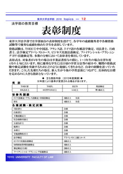 表彰制度 - 東洋大学