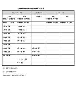 2016年度校舎別開講クラス一覧