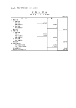貸 借 対 照 表 - いこるdeBINGO