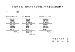 一 般 平成29年度 香川大学工学部編入学者選抜試験合格者