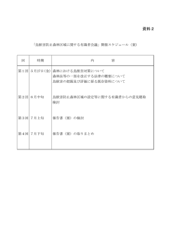 資料2「鳥獣害防止森林区域に関する有識者会議」開催スケジュール