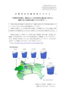 川 崎 市 の 水 源 状 況 に つ い て 「川崎市の水源は、現在のところ