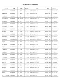 （一社）福井地区建設業会会員名簿 会社名 役職 氏名 郵便番号 住所