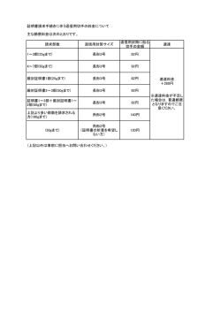 証明書請求手続きに伴う返信用切手の料金について 主な郵便料金は次