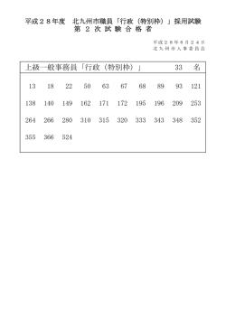 上級一般事務員「行政（特別枠）」 33 名