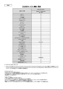 主な対応サービス・機能一覧表