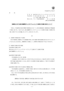 取締役に対する株式報酬型ストックオプションとしての新株予約権の発行