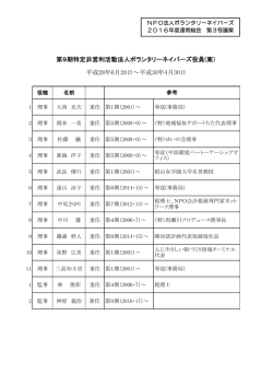 第9期特定非営利活動法人ボランタリーネイバーズ役員(案） 平成28年6