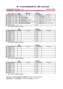 第136回中区民軟式野球大会（春季）試合予定表
