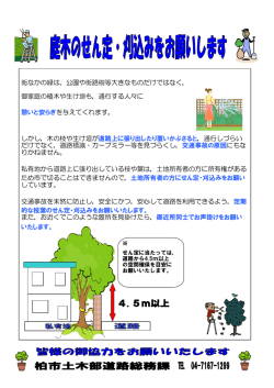 街なかの緑は，公園や街路樹等大きなものだけではなく， 御家庭の植木
