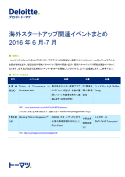 海外スタートアップ関連イベントまとめ 2016 年 6 月-7 月