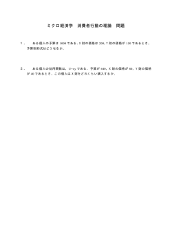 ミクロ経済学 消費者行動の理論 問題