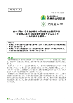 森林が有する生物多様性の保全機能を経済評価