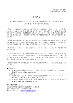 JRA-55の積雪深解析の不具合による2015年の提供プロダクトへの影響