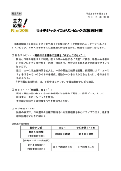 リオ五輪放送計画