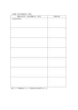 （別紙）連合体構成員一覧表 構成員名称・代表者職氏名・住所 役割分担