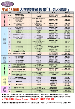 H28年社会と健康ポスター - 北海道大学環境健康科学研究教育センター