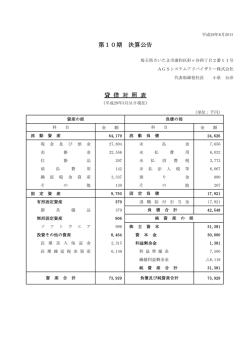 貸 借 対 照 表 第10期 決算公告 - AGSシステムアドバイザリー株式会社