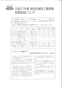 Page 1 協会の動き ﾘｴ 平成27年度高校生建設工事現場 実習実施