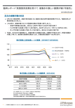 英国国民投票を受けて：値動きの激しい展開が続く可能性