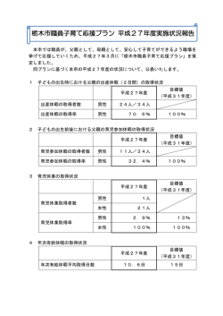 栃木市職員子育て応援プラン 平成27年度実施状況報告