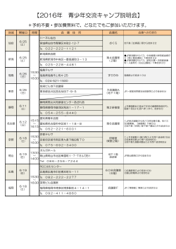 【2016年 青少年交流キャンプ説明会】