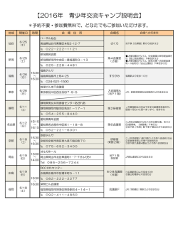 【2016年 青少年交流キャンプ説明会】