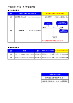 平成28年7月1日 ダイヤ改正内容