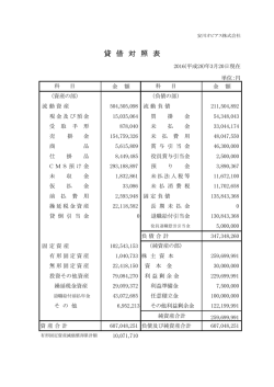 貸 借 対 照 表 - 安川オビアス株式会社