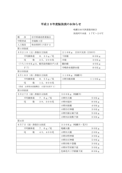 平成28年度鮎放流のお知らせ
