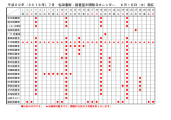 平成28年（2016年）7月 各図書館・図書室の開館日