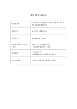 落札者等の掲示 - 大阪府立大学