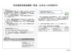 特定健診等実施機関一覧表（お住まいの市区町村）