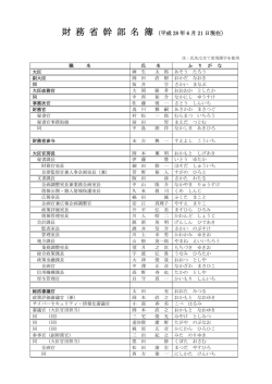 財 務 省 幹 部 名 簿