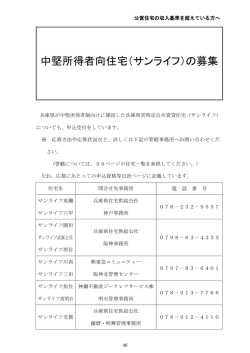 中堅所得者向住宅（サンライフ） - 兵庫県住宅供給公社ホームページ